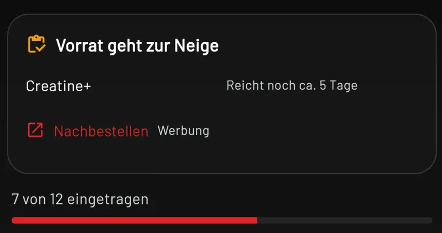 Demo-Vorratsprognose und Anzahl dokumentierter Einträge in 4P Balance
